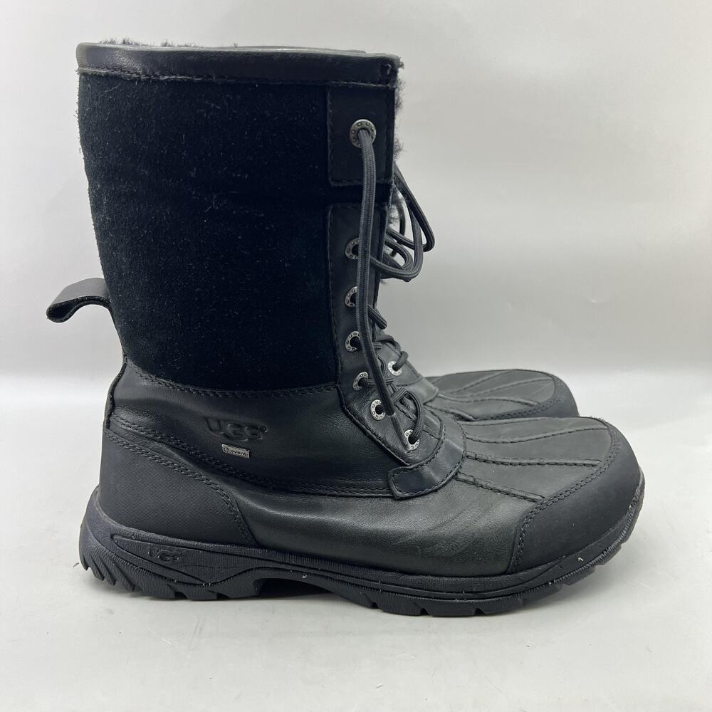 UGG Butte Snow Waterproof Boots Men Size 11.5 Black Leather Vibram Comfort Shoes